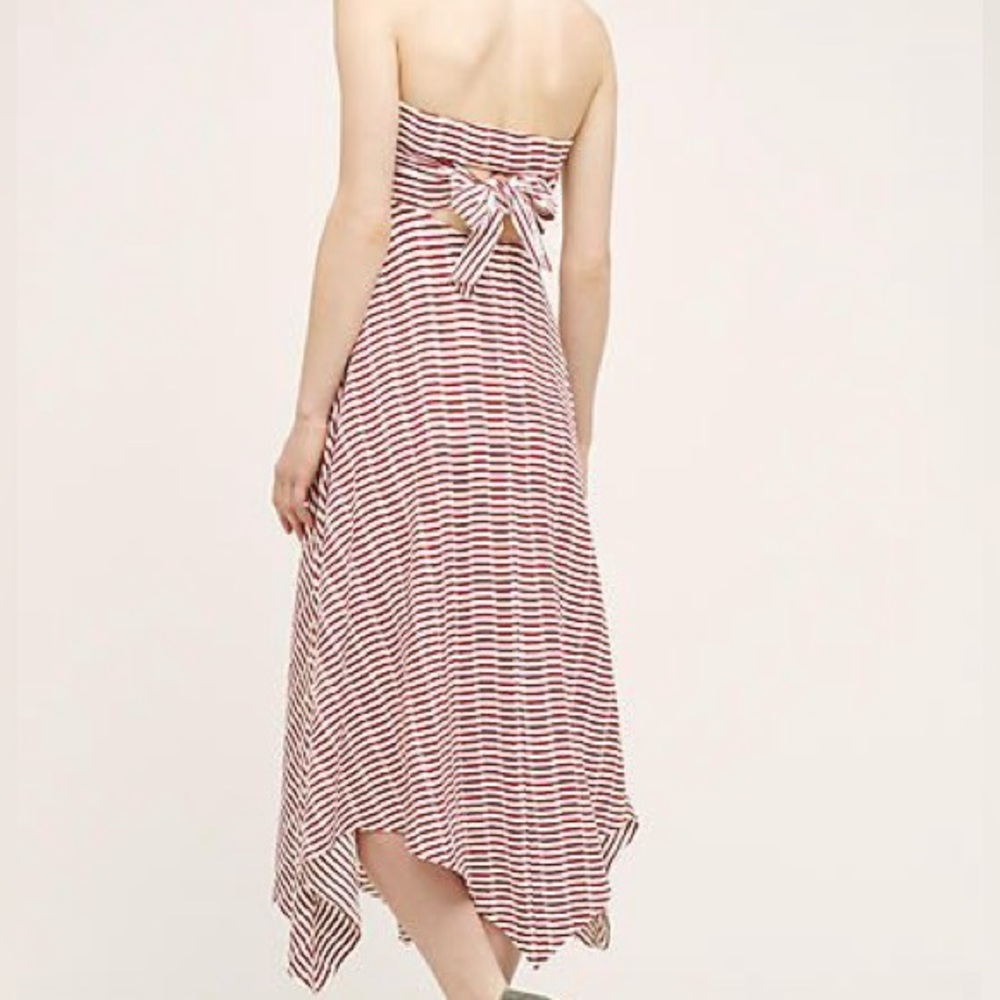 Anthropologie Maeve Caleta striped strapless handkerchief hem Dress size XS H118 - Picture 4 of 9